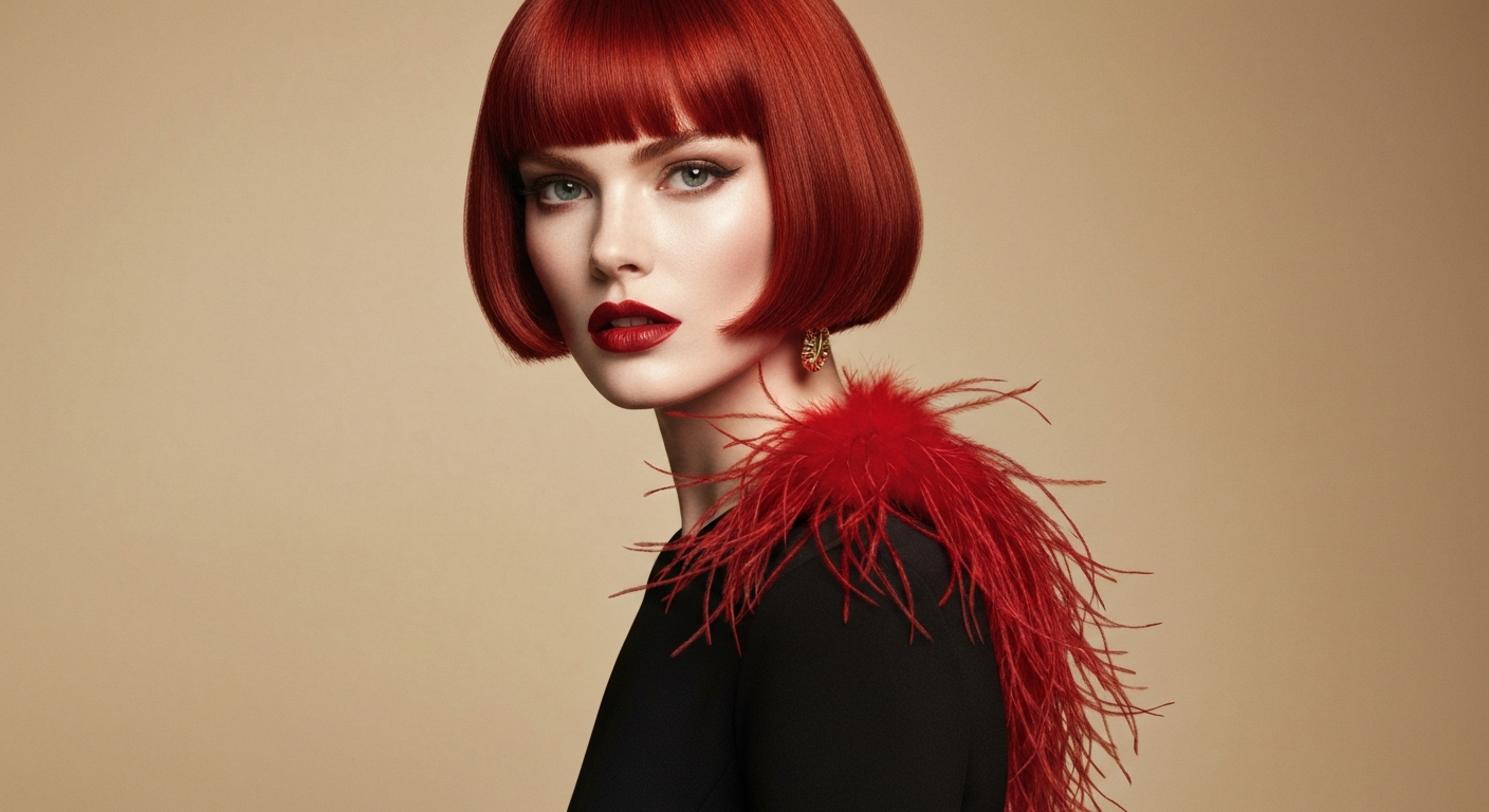 Perruque synthétique cherry-red bob — Perruqora