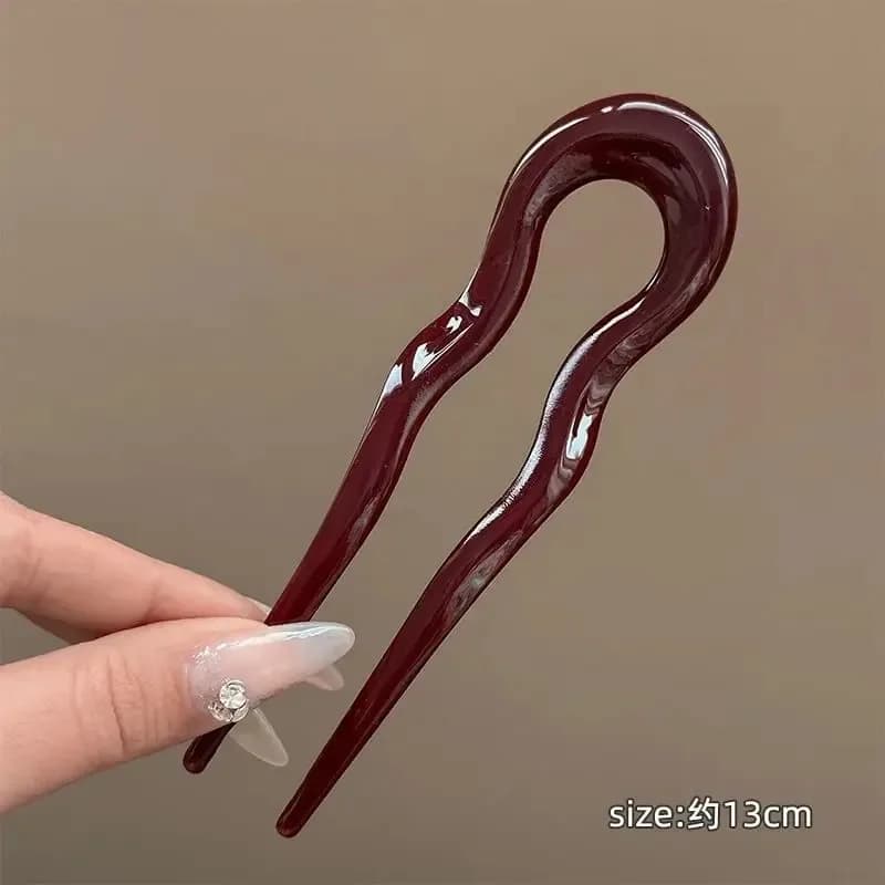 Épingles à cheveux ondulées en forme de U, Styles français, fourchettes à cheveux en résine à 2 broc