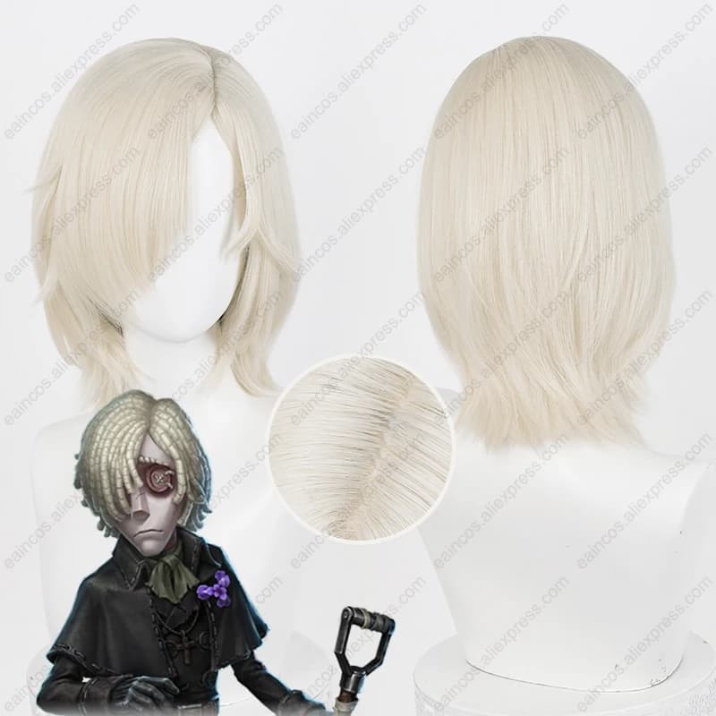 IDV Grave Keeper Andrew Kreiss Cosplay perruque 35 cm lait or cheveux courts résistant à la chaleur 