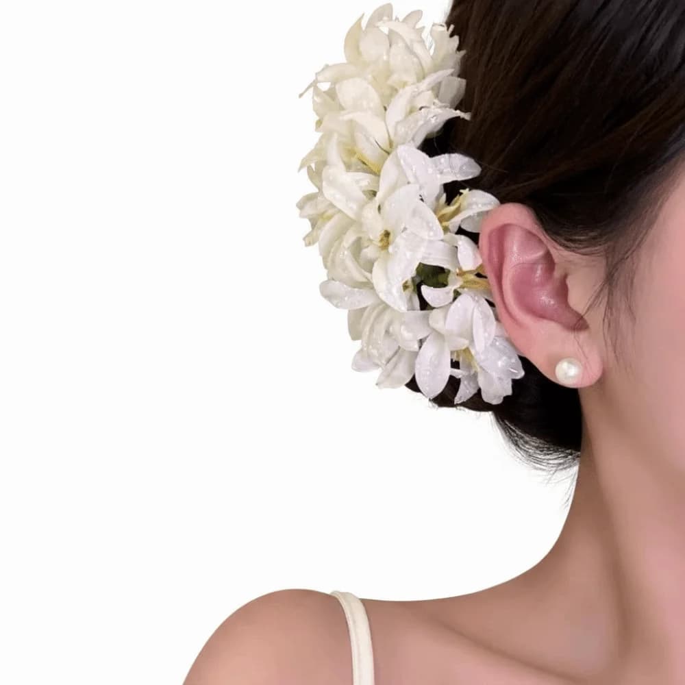 Barrettes à cheveux romantiques avec fleurs artificielles de 15 cm, grappe de fleurs élégantes, épin