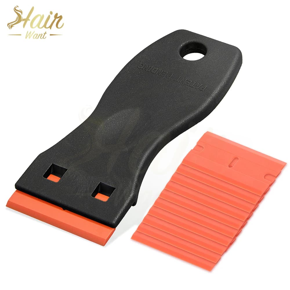 Kit de grattoir en plastique pour extensions de cheveux Hair Want, 1 grattoir rasoir avec 10 lames d