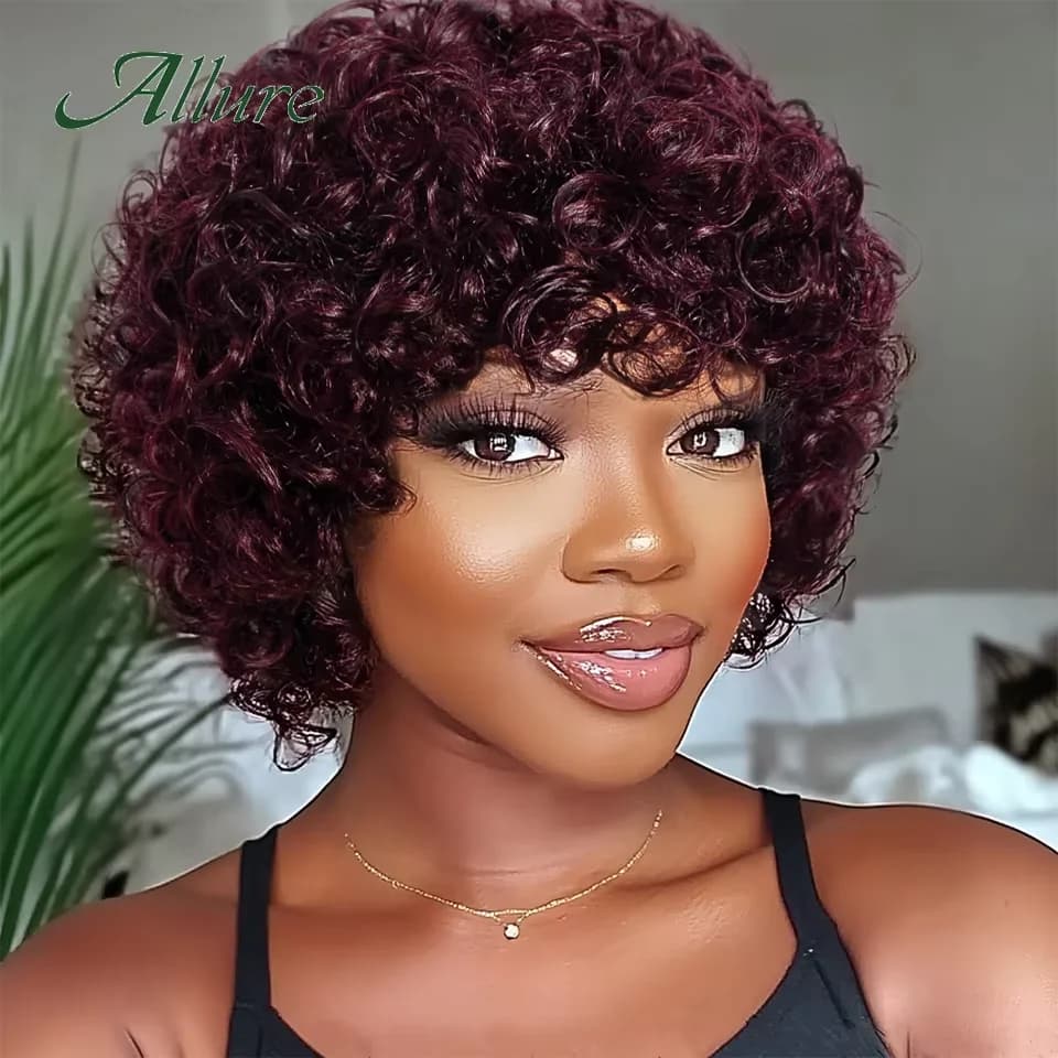 Perruques en cheveux humains Jerry Curly pour femmes noires, perruque courte pixie afro bouclée de 1