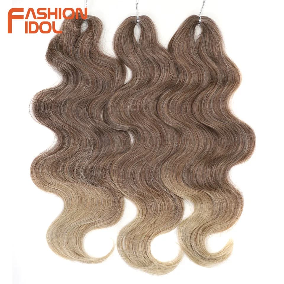 FASHION IDOL 24 pouces vague de corps Crochet cheveux 3 pièces tresses de cheveux synthétiques faux