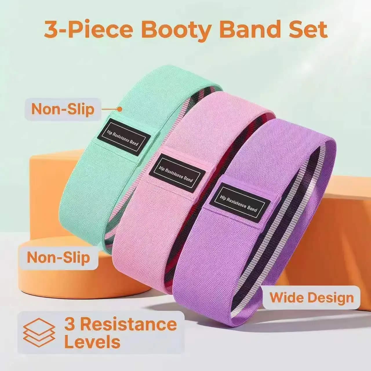 Bande de résistance 3 couleurs pour les fessiers – Accessoire de sport pour fitness, exercice, étire
