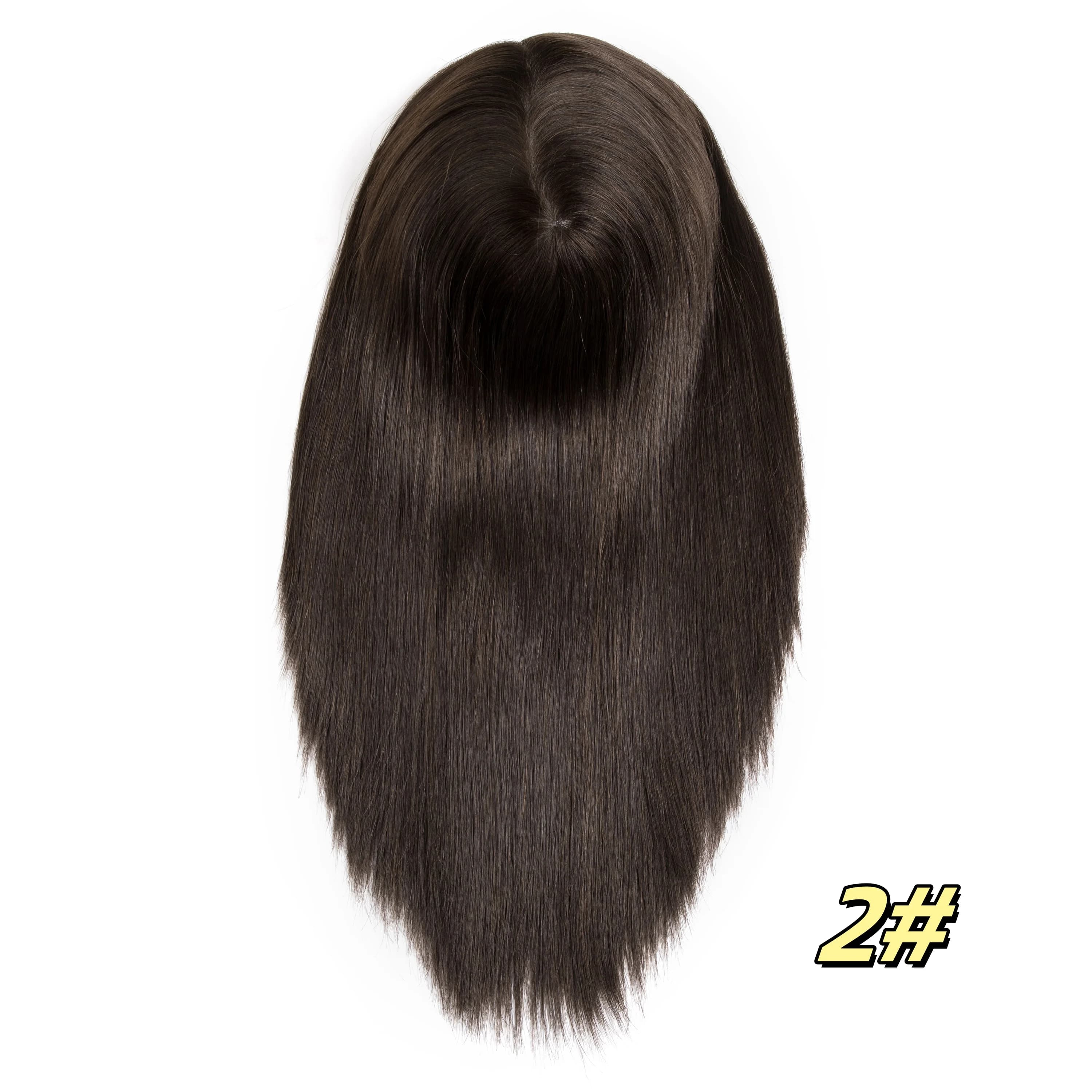 PU femmes toupet postiches 100% perruques de cheveux humains épingles à cheveux de remplacement 16 p
