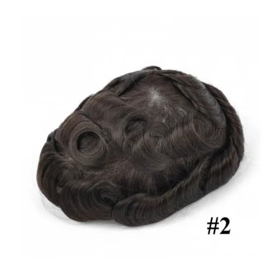 Q6 cheveux longs hommes toupet hommes perruques dentelle et Pu mâle système de cheveux humains 14/16