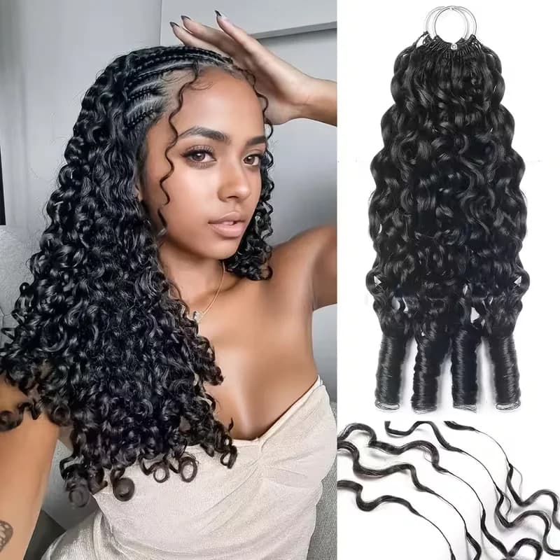 Extensions de cheveux humains bouclés birmanes au crochet, sans nœuds, pré-séparées, avec pointes bo