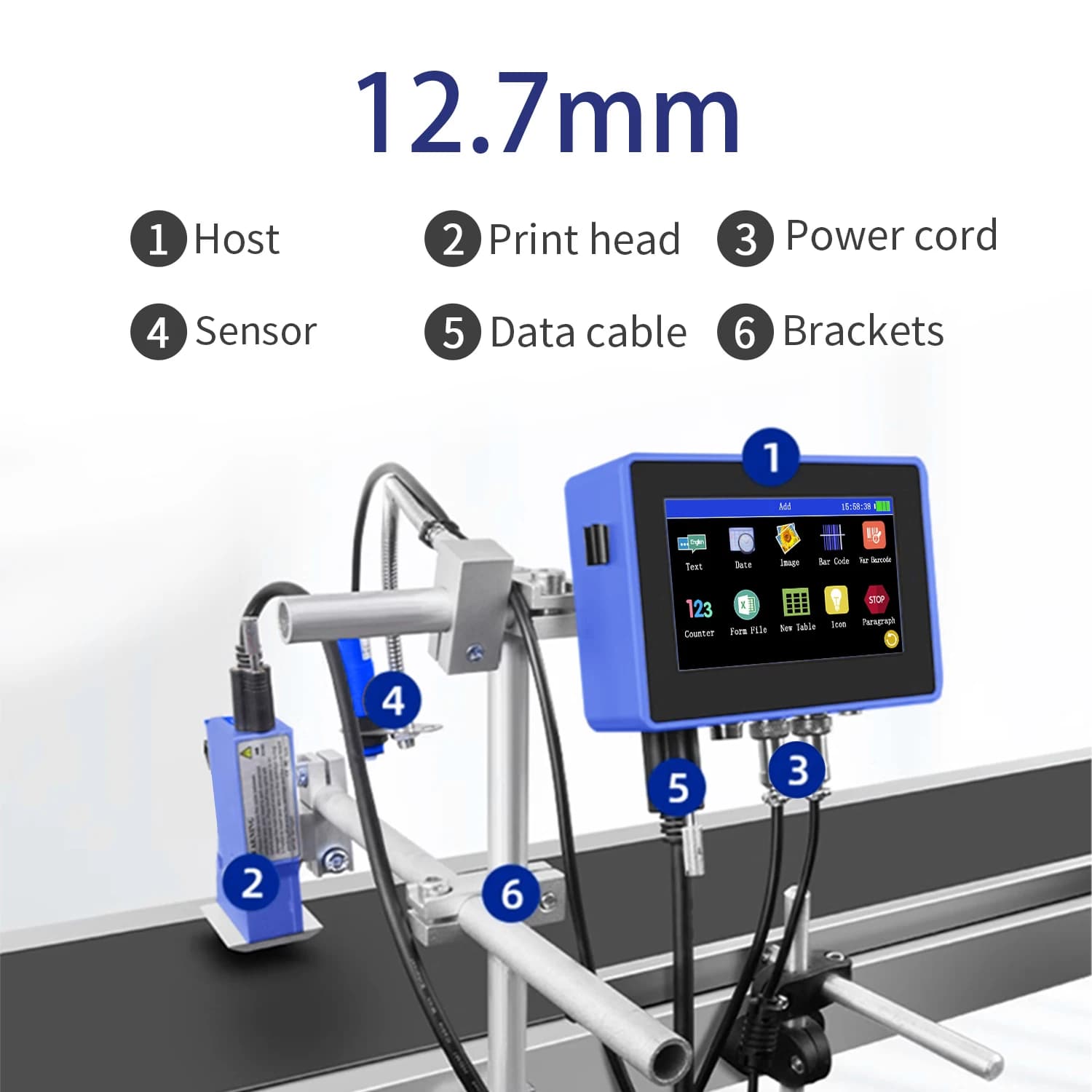 DCODE-Imprimante à jet d'encre industrielle en ligne, 130PLUS, buse avec coque en plastique, QR, cod