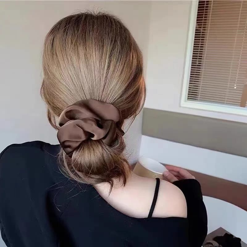 Chouchous élastiques en soie élégants pour femmes et filles, couleur unie, élastique pour queue de c