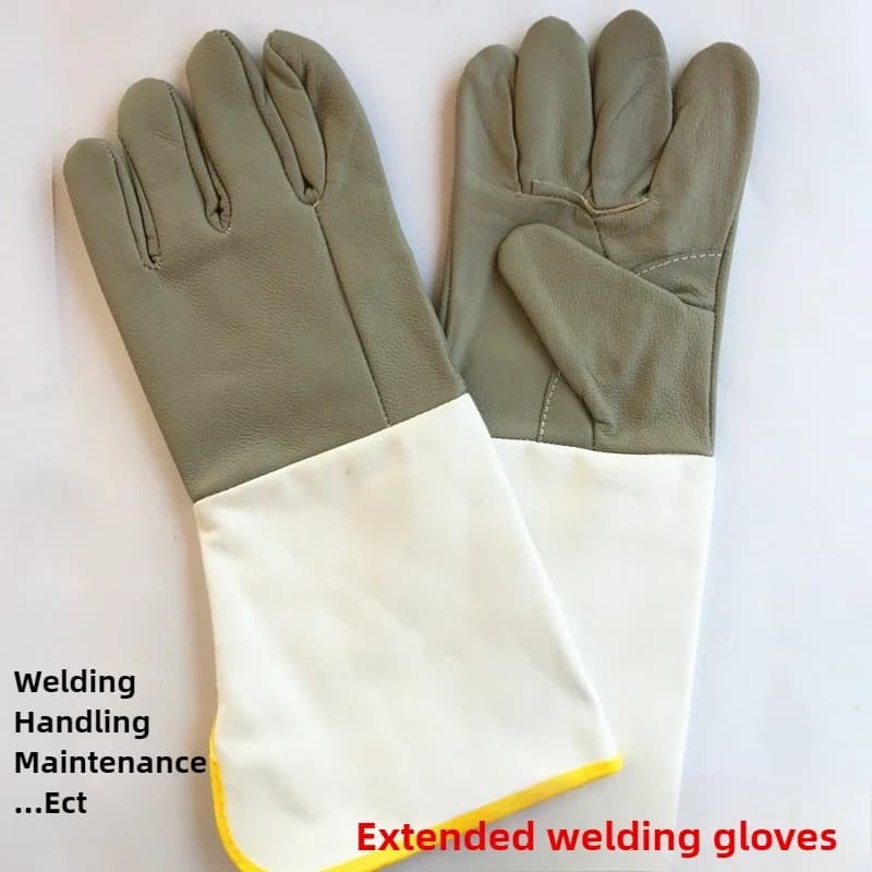 Gants de travail en cuir de vache pour la soudure | Manches longues et larges | Bouche large rés