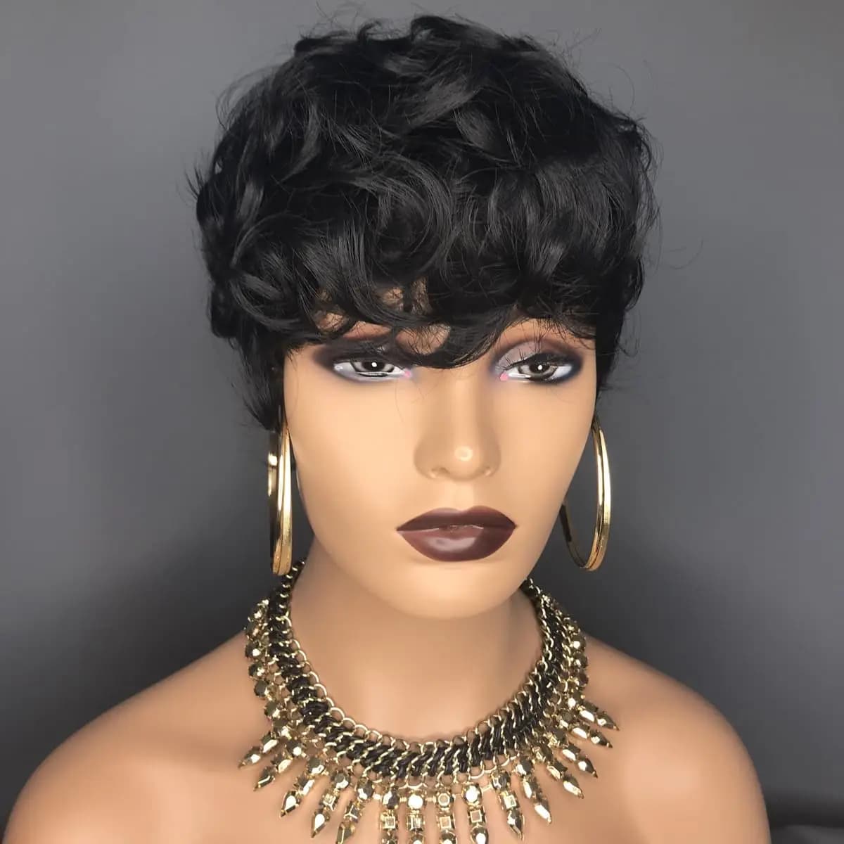 Perruques courtes de style pixie pour femmes noires, perruques courtes noires bouclées de style pixi