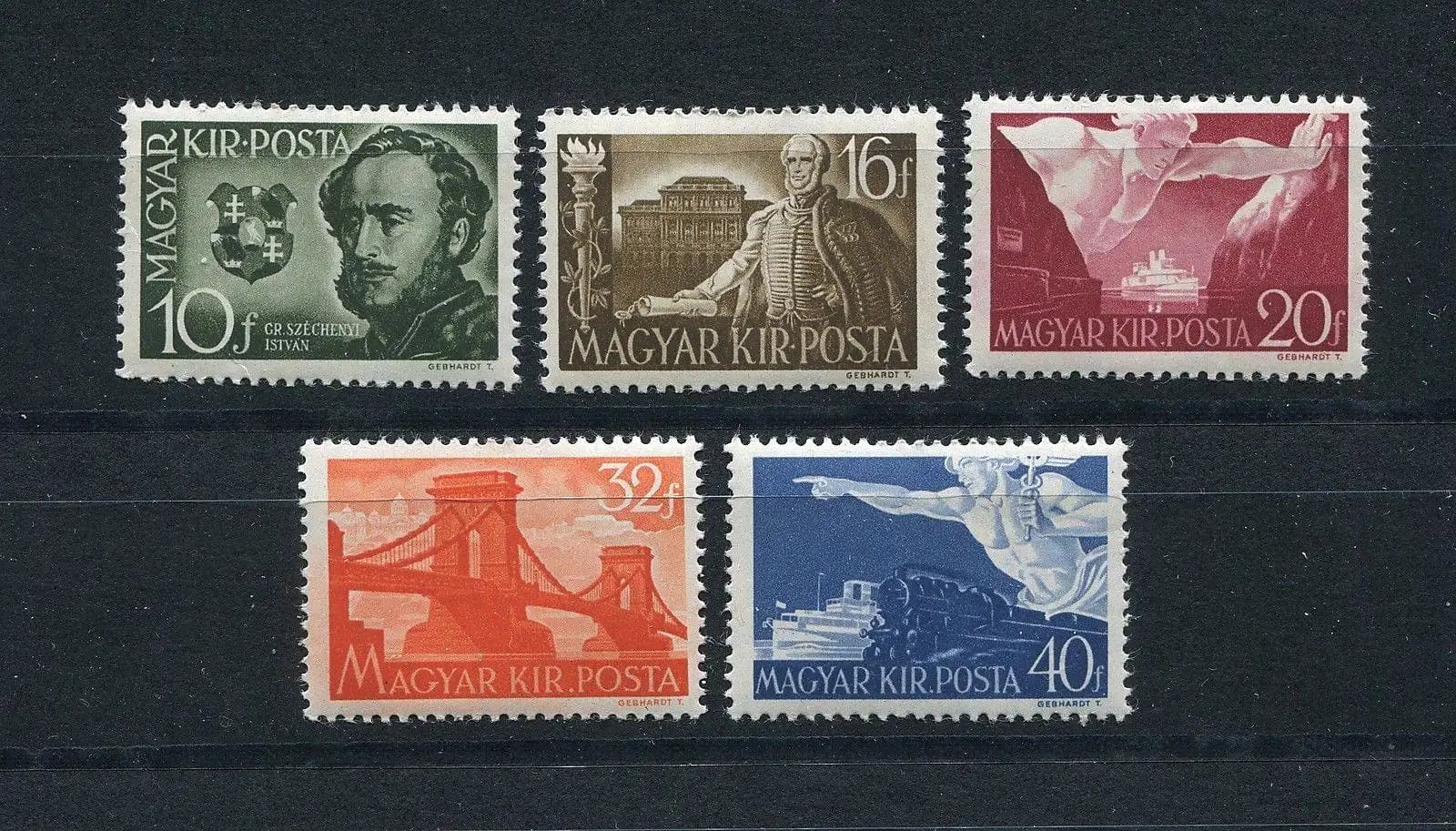 5 pièces/ensemble nouveau timbre postal de hongroise 1941 écrivain Saicheni, Train, pont en fer, tim