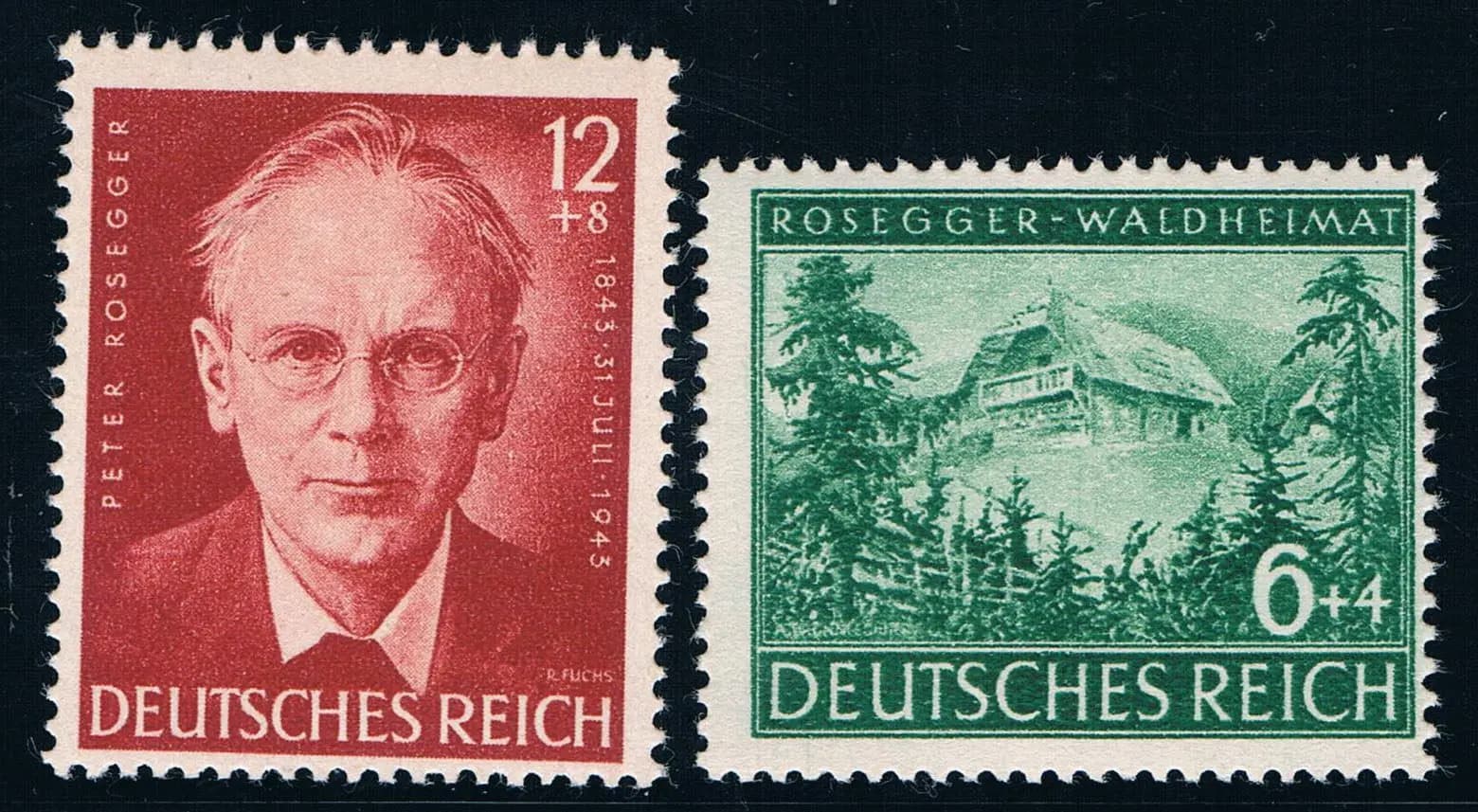 2 pièces/ensemble, nouvelle timbre-poste allemande 1943, écrivain autrichien Rosserger, timbres-post