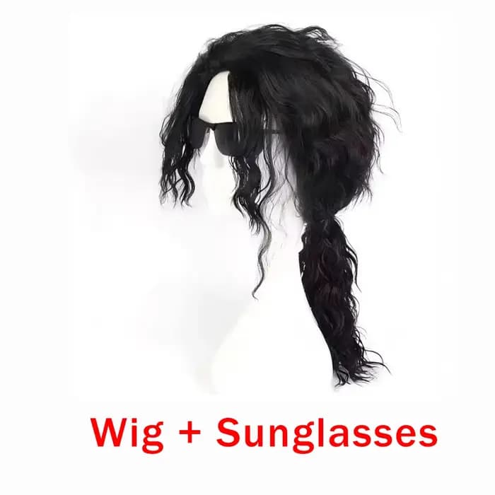 Nouvelle perruque Michael Jackson pour homme, noire, volumineuse, longue et bouclée, avec lunettes d