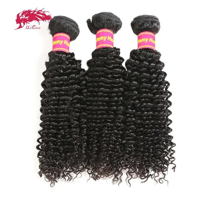 Ali Queen cheveux crépus bouclés cheveux humains paquets 3/4 pièces brésilien 10 "- 30" couleur natu