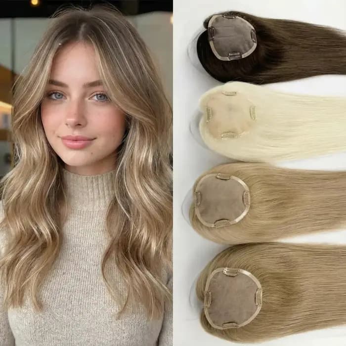 Topper de cheveux vierges Remy | Mono tissé à la main | Haute densité | Pas de perte de poils | Large gamme de couleurs