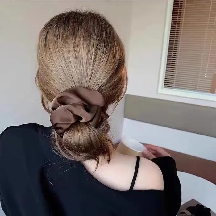 Chouchous élastiques en soie élégants pour femmes et filles, couleur unie, élastique pour queue de c