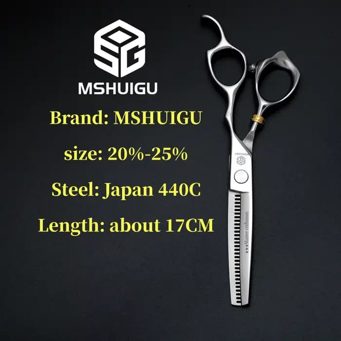 MSHUIGU – ciseaux de barbier professionnels de 6 pouces, en acier inoxydable 440C, lame inversée, ci