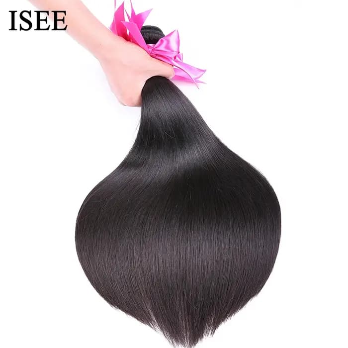 ISSEHAIR – Extension de cheveux lisses, tissage malaisien, 100% naturel, Remy, en lot de 3 ou 4, de