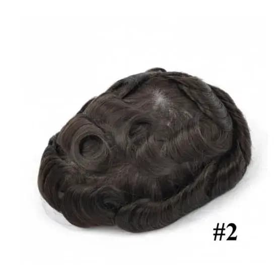 Q6 cheveux longs hommes toupet hommes perruques dentelle et Pu mâle système de cheveux humains 14/16