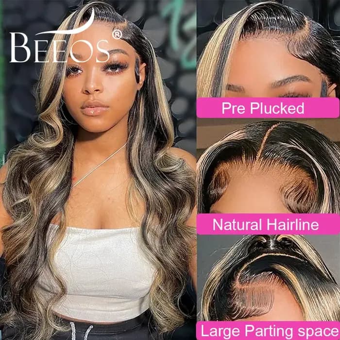 250% 1B27 Ombre mettre en évidence couleur 13x6 réel HD dentelle avant perruque cheveux humains