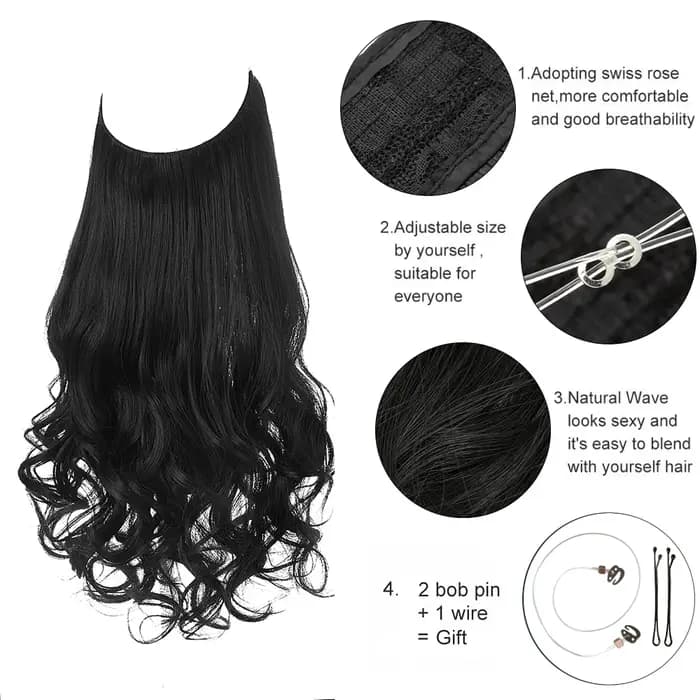 Extensions capillaires synthétiques invisibles de qualité supérieure, postiches sans Clips, postiche longue et ondulée naturelle, faux cheveux pour femmes