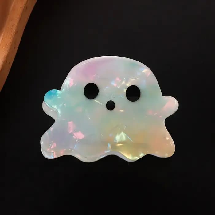 Jolie pince à cheveux fantôme irisé : matériau en acétate, design amusant et Kawaii pour un style qu