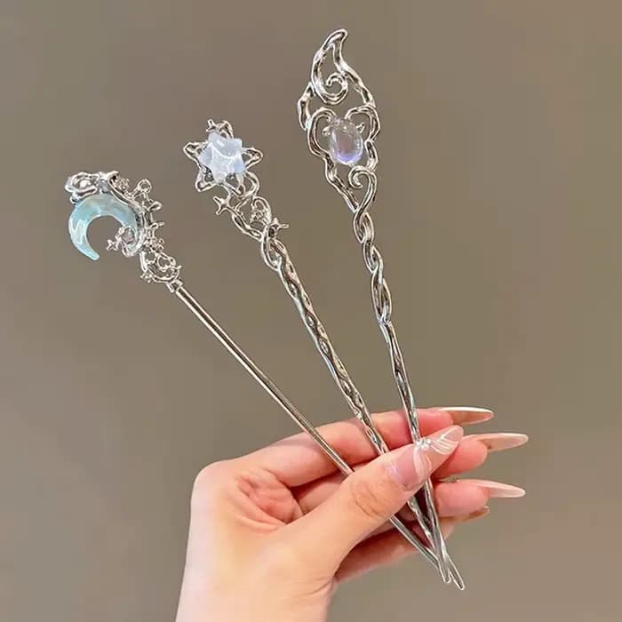 Épingle à cheveux française pour femmes, accessoires pour cheveux, étoiles douces, lune, pierres pré