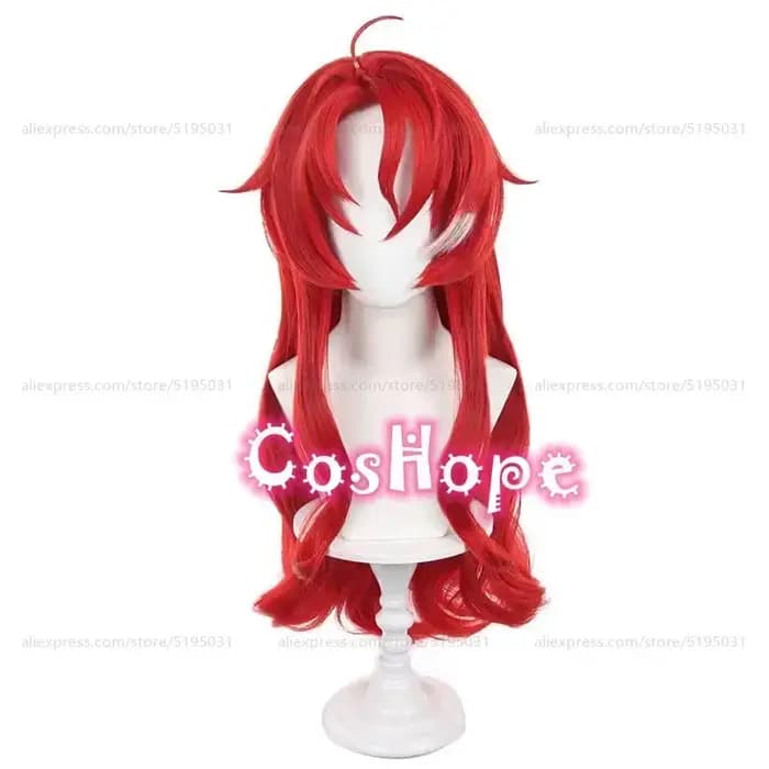 Argenti Cosplay perruque 70 cm longue vague bouclée perruque rouge perruque Cosplay Anime Cosplay pe