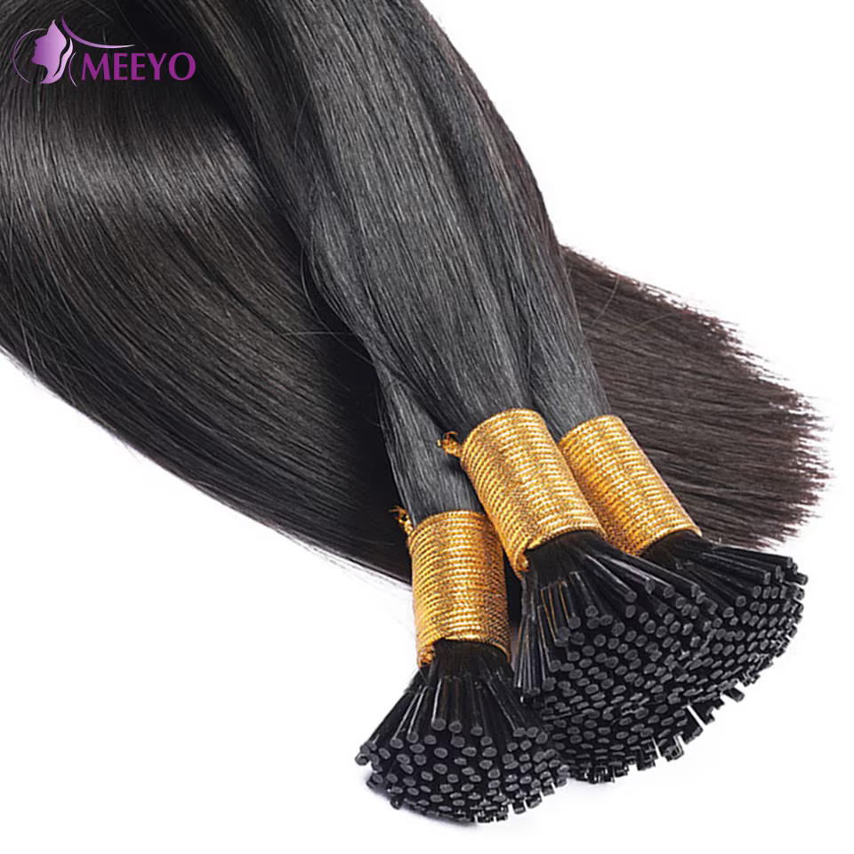 Extensions de cheveux humains I-Tip, lisses, brésiliennes, Remy, 100% cheveux naturels, capsules de