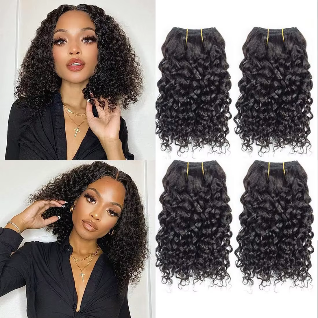 Bundles brésiliens de cheveux bouclés Remy, 100% cheveux humains, tissage naturel, extensions crépue