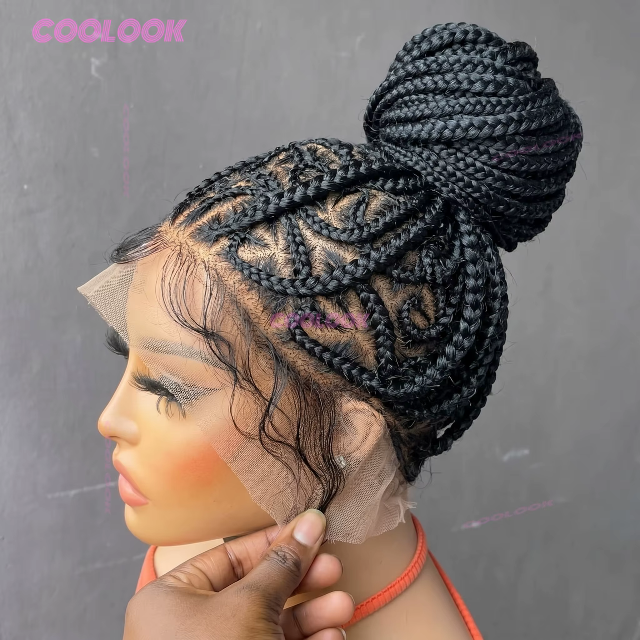 Perruque tressée en forme de cœur de 36 pouces, perruques synthétiques tressées à la main pour femme