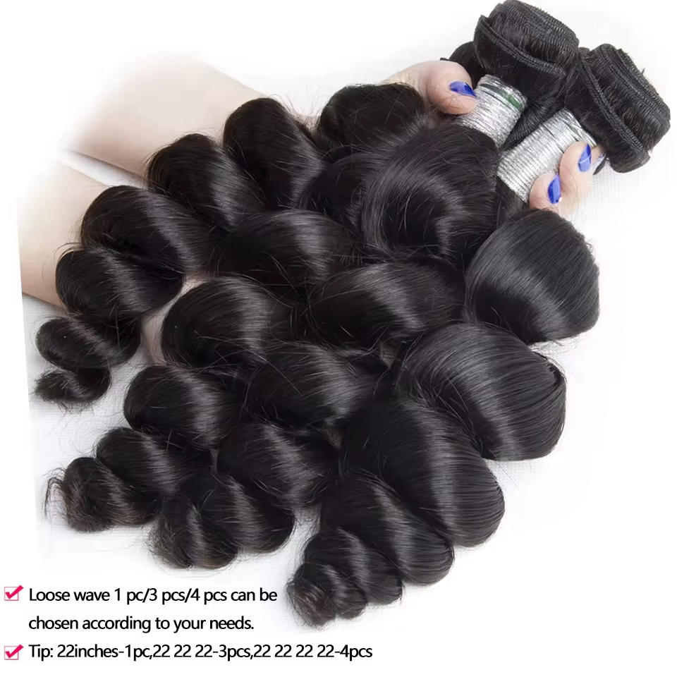 Extensions de cheveux humains brésiliens vierges non traités, ondulés lâches, 30, 32, 40 pouces, 1, 