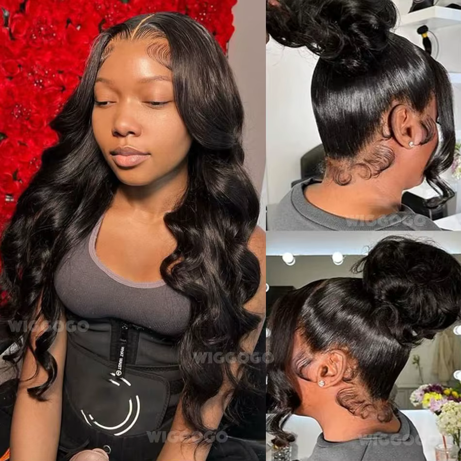 Perruque Full Lace 360 Body Wave, Perruque Lace Front 13x6 en Cheveux Humains, Perruque Frontale HD 