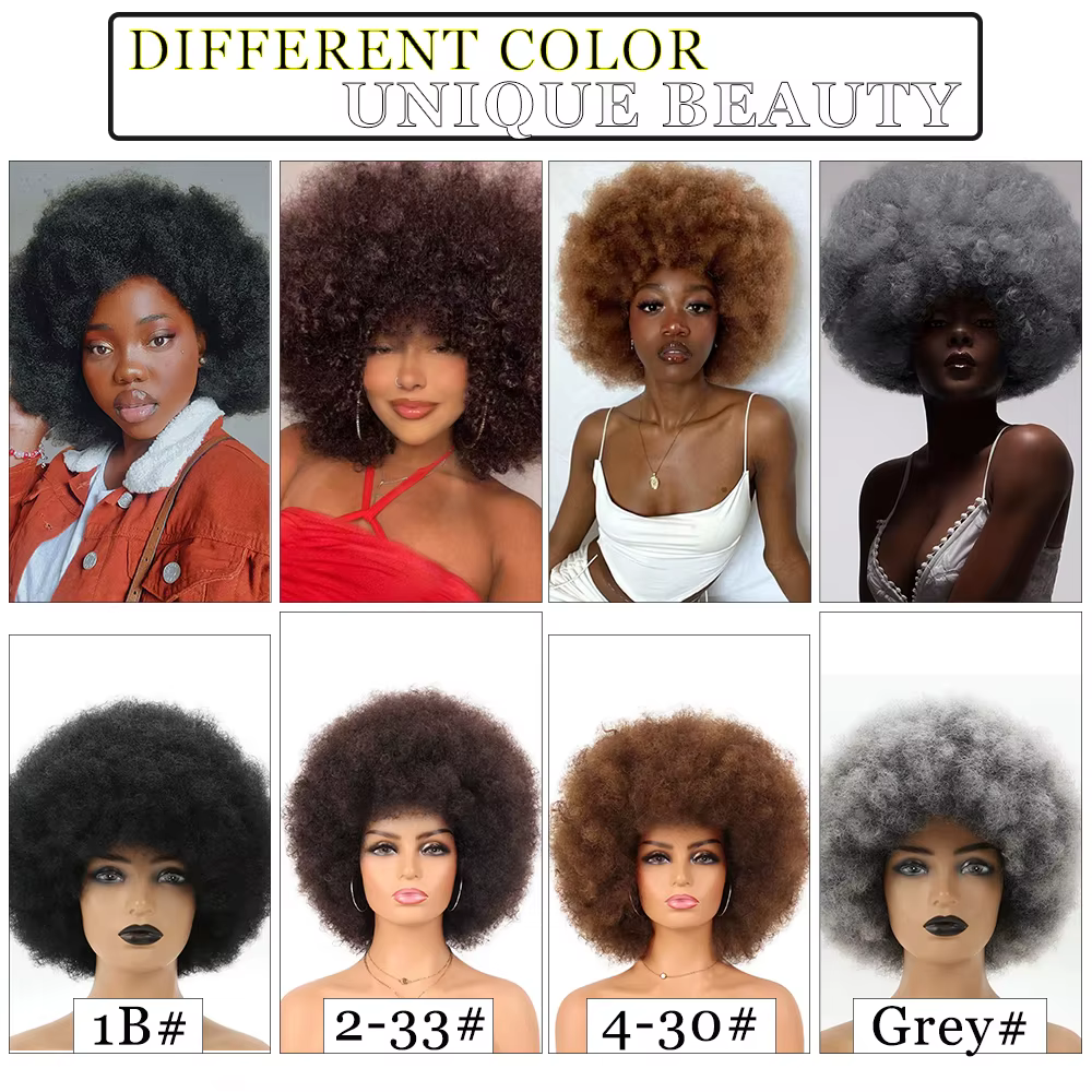 Perruque synthétique Afro bouclée et crépue pour femmes, perruques bouffantes noires et douces des a