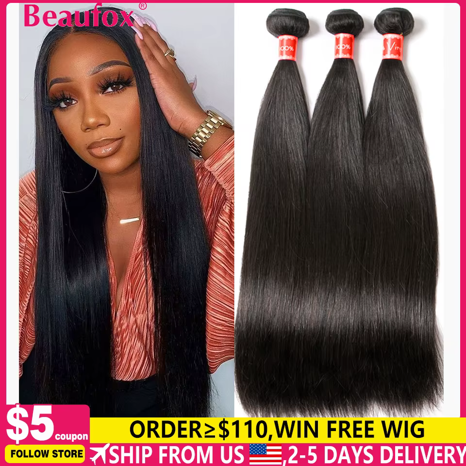 Beaufox cheveux péruviens paquets droit cheveux humains armure paquets Remy Extension de cheveux nat