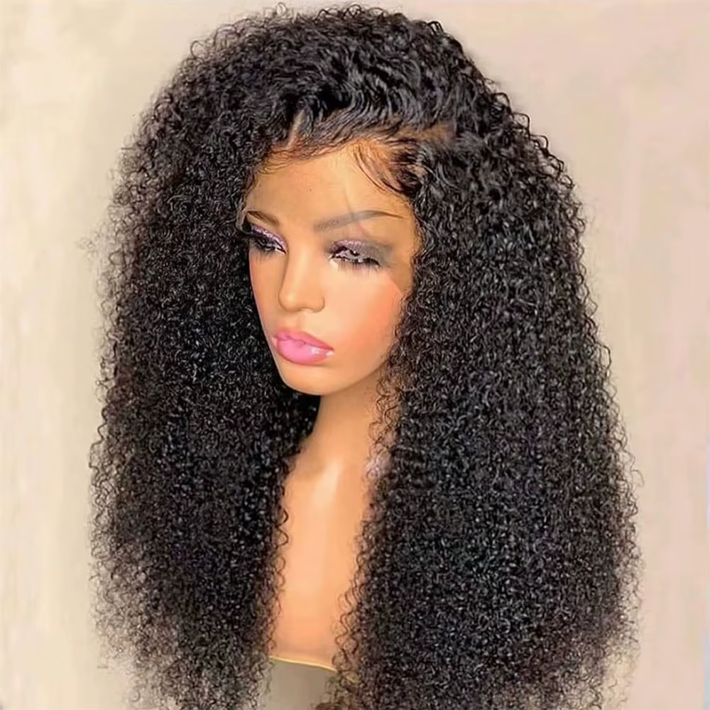 Perruque Lace Front Wig naturelle brésilienne vierge, cheveux bouclés, 13x4, densité 250, pre-plucke
