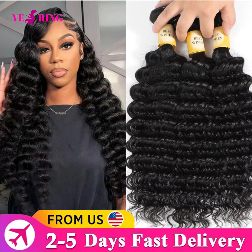 Paquets de cheveux humains de vague profonde 12A brésilien portant des paquets d'extensions de cheve