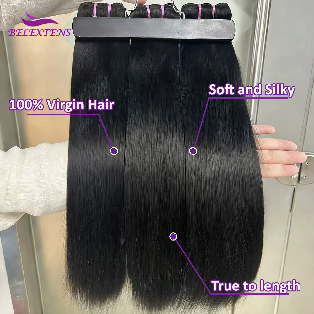 16A Super Double Drawn Tissage Cheveux Humains Lisses Vierge Non Traitée, Qualité Supérieure Extensi