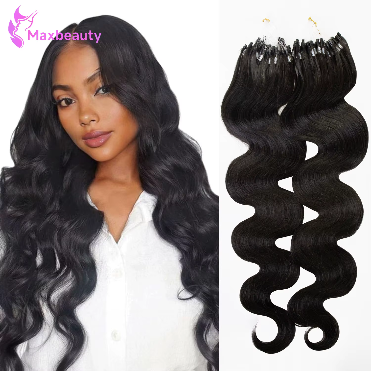 Extensions de cheveux Micro Link en cheveux humains, ondulées, 50G/50S, extensions à micro-anneaux, 
