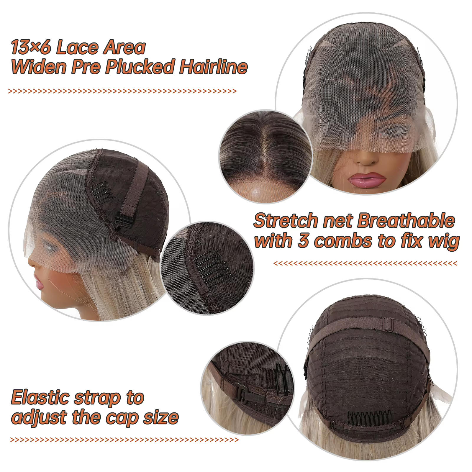 HAIRCUBE – perruque Lace Wig synthétique lisse brune ombrée, naissance des cheveux naturelle, 13x6,