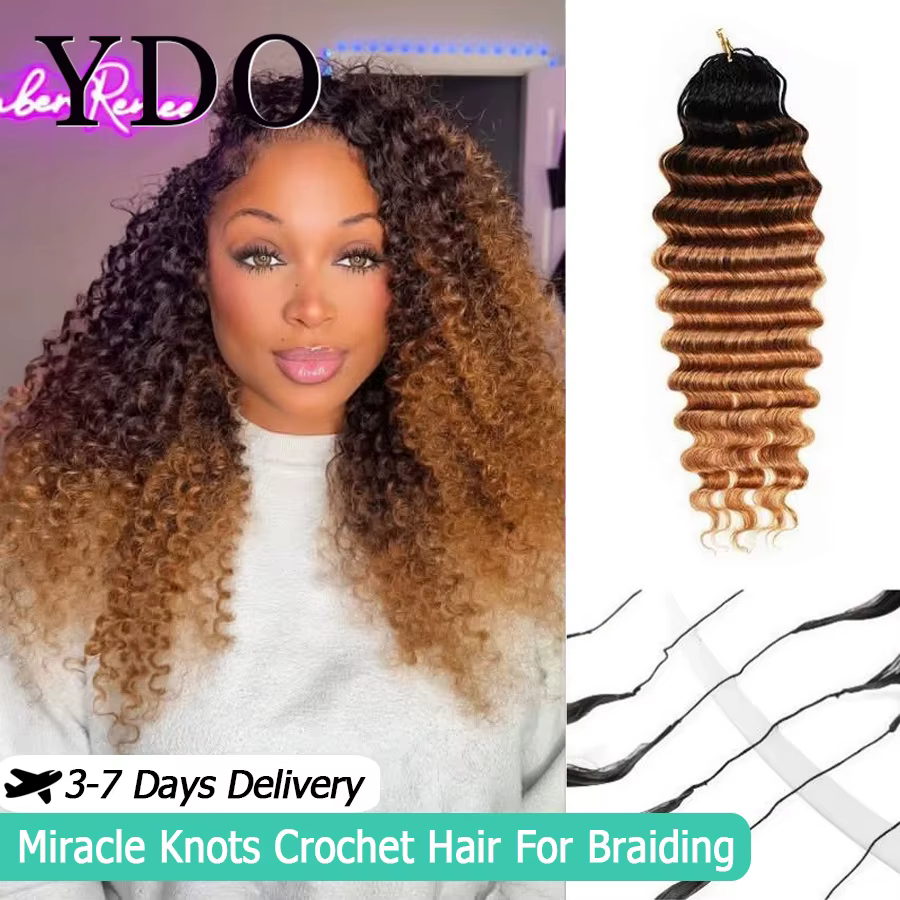 Extensions de cheveux au crochet pré-séparées 1b/ # 4/ # 27 Ombre Blonde Color Deep Wave Protective