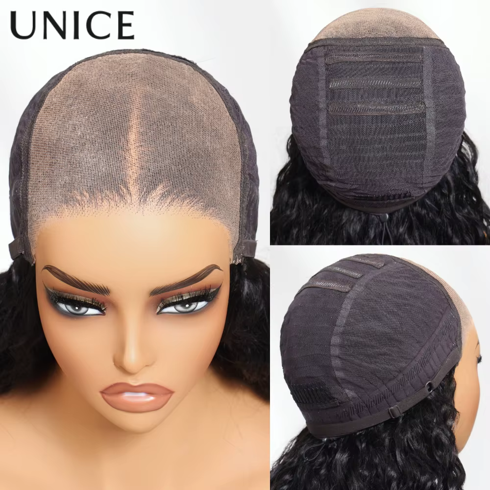Perruque courte bouclée UNice en cheveux humains, coupe bob, 7x5, avec raie latérale, sans colle, pr