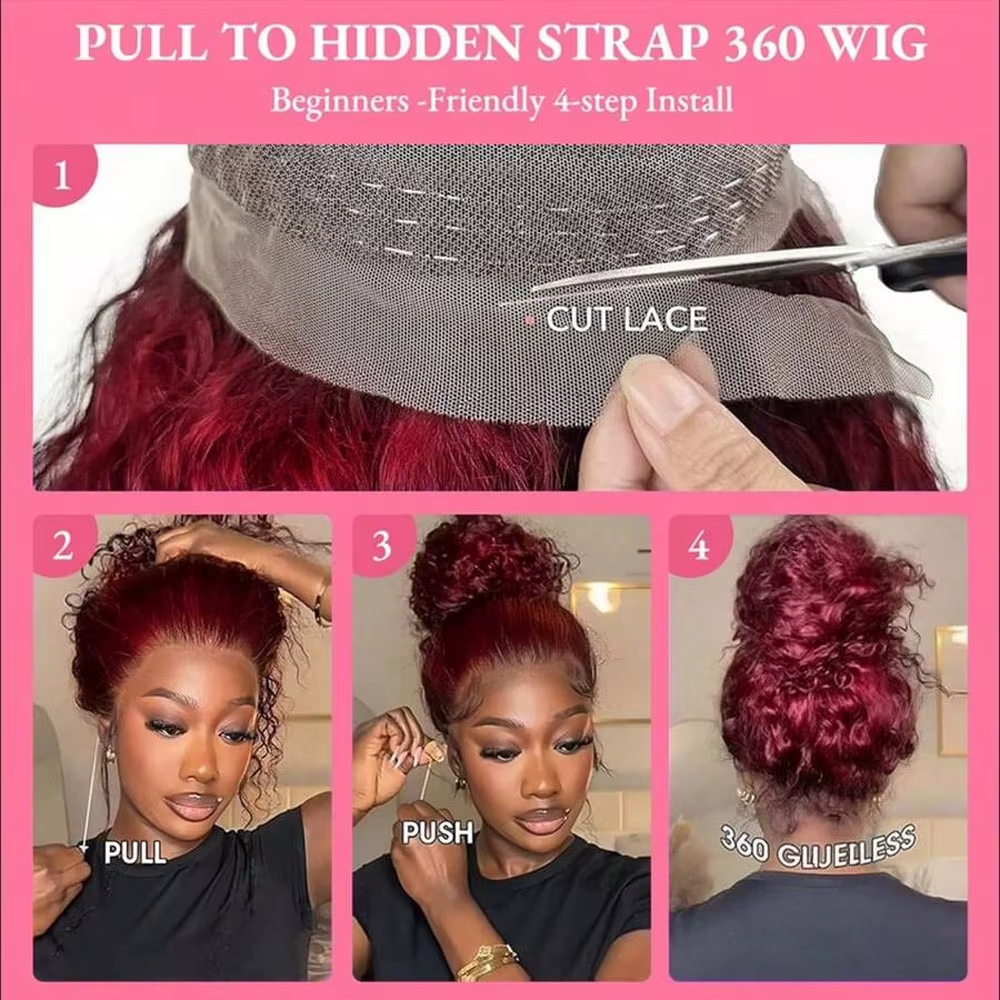 250% densité 99J 13x4 HD dentelle avant perruques de cheveux humains bordeaux 34 pouces vague profon