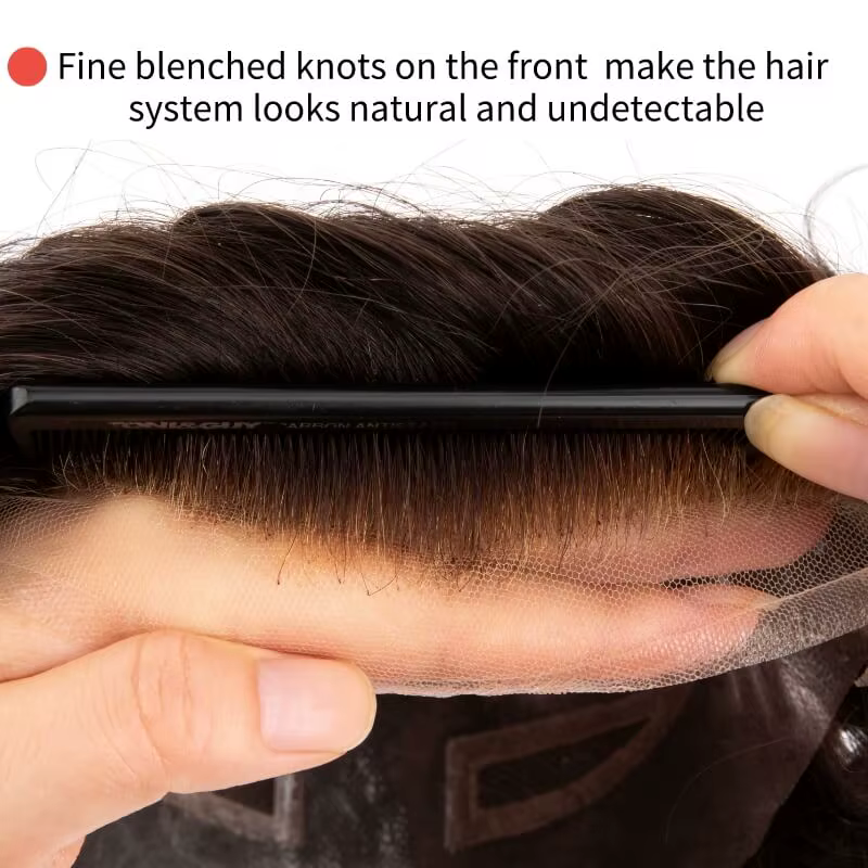 VERSALITE-Toupet en cheveux naturels pour hommes, Lace Front, Mono Top, Perruque respirante, Prothès