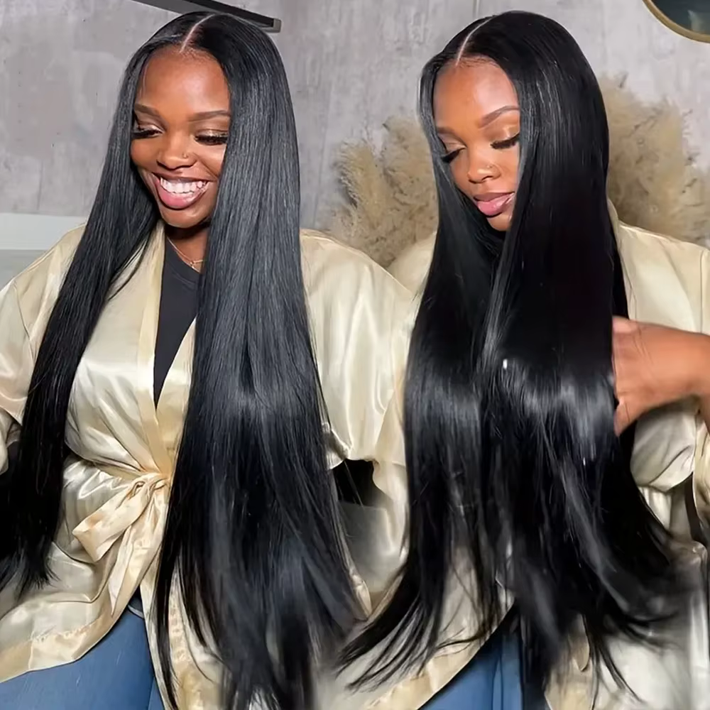 Perruques Lace Front Lisses en Cheveux Humains, Densité 250%, Perruque Frontale Complète 13x4, Dente