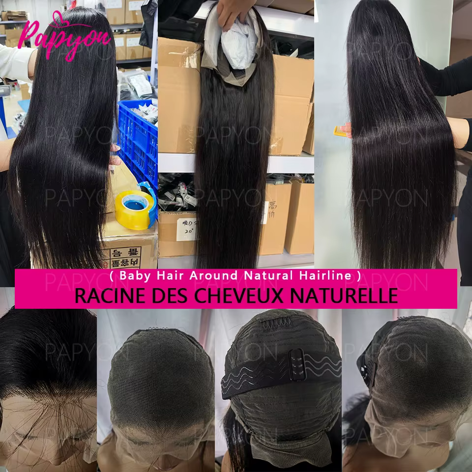 200% Density 30 Pouces Lisse Perruques Cheveux Humains 13X6 Perruque Brazilian HD Transparent Lace