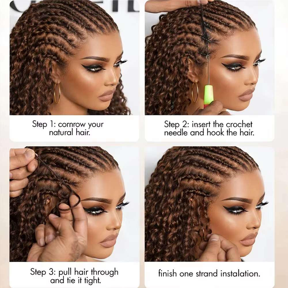 Nexora Cheveux Humains au Crochet Brun Chocolat Ondulations Profondes et Ondulations d'Eau Pré-boucl