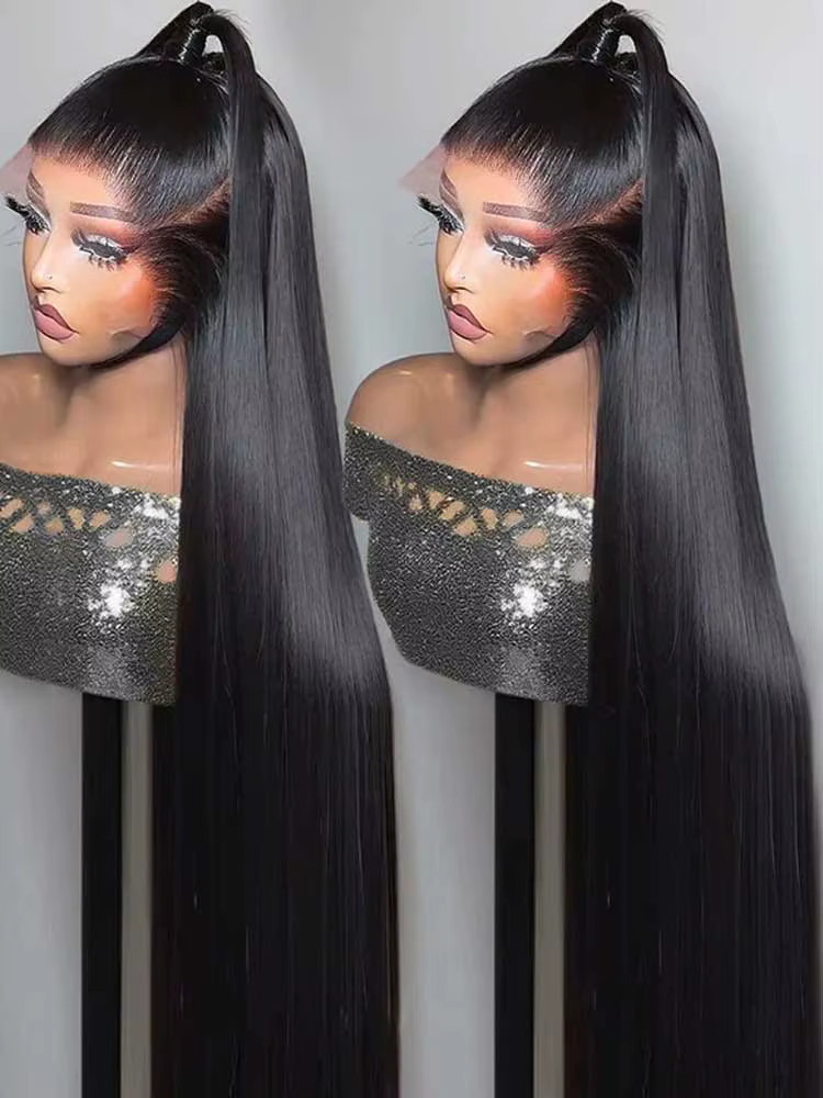 250 densité 13x6 HD os droite dentelle avant perruques cheveux humains brésilien 40 42 pouces sans c