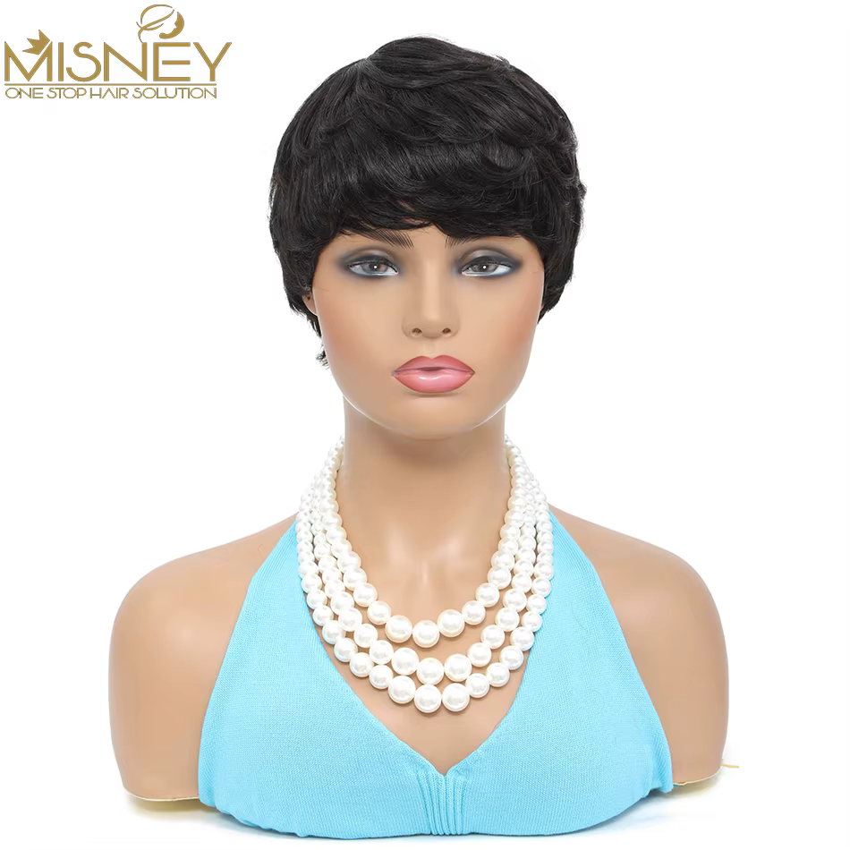 Perruques de cheveux humains droites courtes Bob couleur naturelle cheveux brésiliens Remy coupe de 